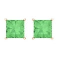 thumbnail image 3 of 2 ct Screw-Back Stud Earrings for Women | 5.5mm Princess Cut Simulated Green Diamond | 18K Rose Gold, 3 of 5