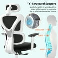 thumbnail image 6 of COOLHUT Ergonomic Office Chair, High Back Adjustable Computer Desk Chair with Lumbar Support, 300lb, White-C, 6 of 8