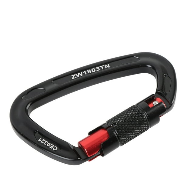 Clip d'Escalade à Verrouillage Automatique, Crochet d'Escalade 25 Kn 5620 Lb Résistant à l'Abrasion en Alliage d'Aluminium 7075 Polyvalent et Léger pour la Randonnée Noir Bleu,Noir Or,Noir Rouge