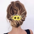 thumbnail image 4 of Sunflower Bride Wedding Hair Comb Crystal Pearl Bridal Hair Pieces Leaf Side Combs Hair Dress Decorative Hair Accessories for Women and Girls (3-Rose Gold), 4 of 4