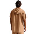thumbnail image 4 of pstuiky camisetas de hombre, Camisa informal de lino de verano de color liso para hombre, manga corta, cuello alto, botones y bolsillos ropa de hombre m, 4 of 9