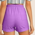 thumbnail image 5 of Olyvenn Fashion Shorts for Women Trendy Casual Summer Drawstring Shorts with Pockets Beach Loose Elastic Waist Vacation Clothes Purple XXL, 5 of 9
