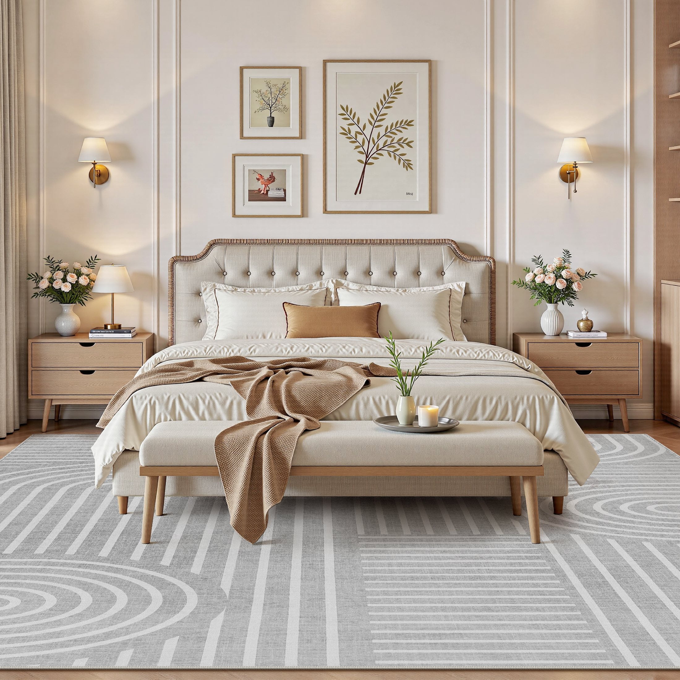 MICGEEK 9'x12' Area Rugs for Living Room, Washable Non-slip Soft Indoor Modern Boho Rug for Bedroom Dining Room Office Home Decor Carpet,Gray