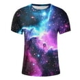 thumbnail image 5 of Tops for Men under $5 Short Sleeved Galaxy Printed Round Neck T-shirt Multicolor L, 5 of 5