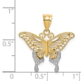 thumbnail image 3 of Finest Gold 14K Yellow & Rhodium Diamond-Cut Butterfly Pendant, 3 of 4