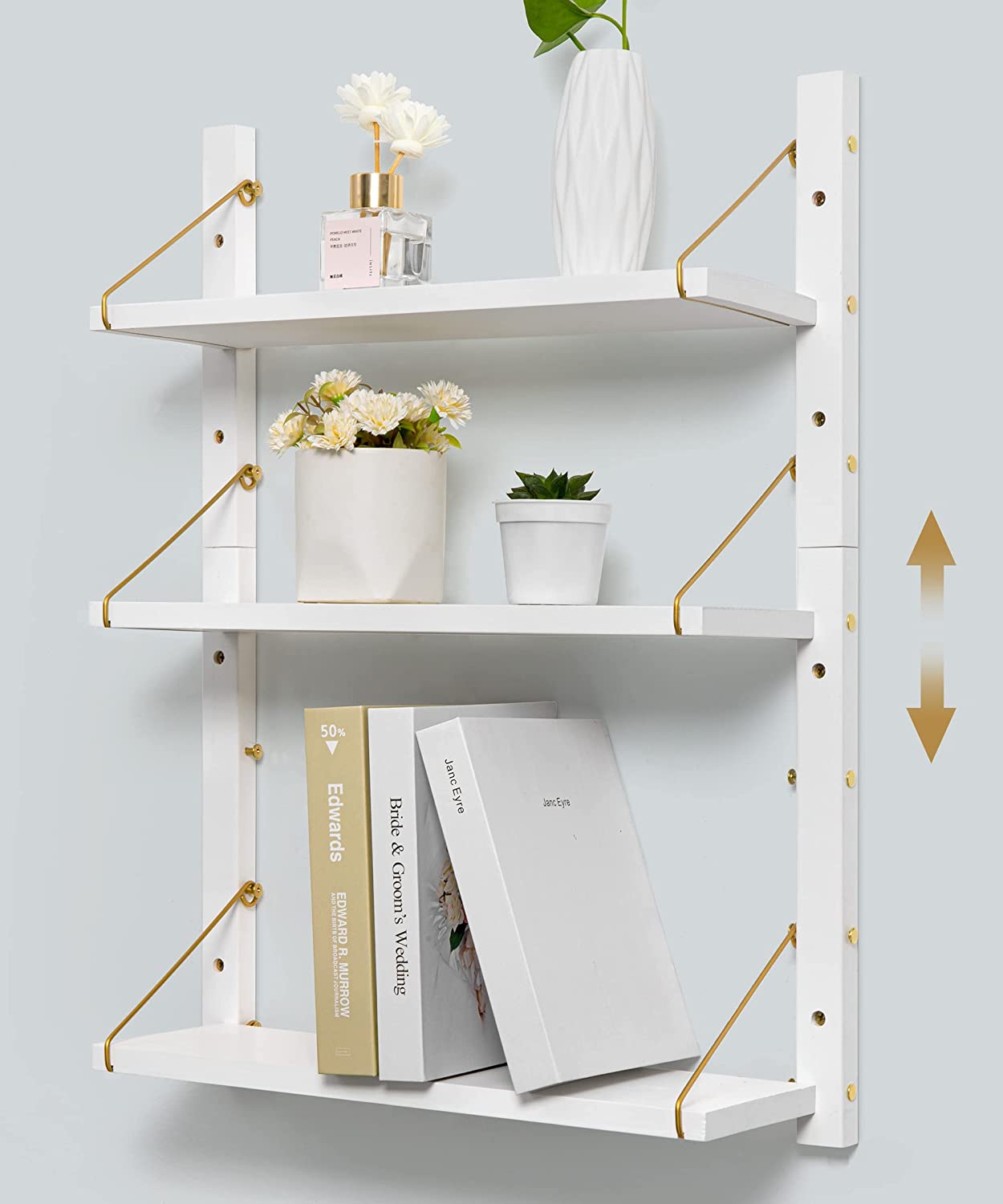 Afuly Wall Shelves 3 Tier, Adjustable Floating Shelves for Bathroom