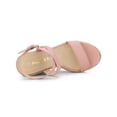 thumbnail image 4 of BLISSFUL STEP Chaussures pour Femmes Sandales Espadrilles à Talon Compensé Slingback à Brides Croisées Rose 8,5, 4 of 7