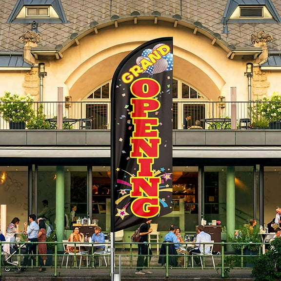 QSUM Grand Opening Signs Flag, Open Signs for Business Feather Flag and Pole Kit, 11 FT Grand Opening Swooper Flag Advertising（ONLY FLAG）