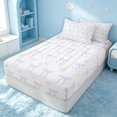 thumbnail image 3 of Erosebridal Cartoon Bow Tie Zipper Queen Comforter Set with Fitted Sheet and 2 Pillowcases, Princess Ribbon Zipper Bedding Set, Polka Dots Reversible, Lavender, Polka Dots Reversible, 3 of 7