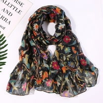 Clearance! Fdelink Women Spring Fashion Long Print Scarf Casual Colored Sunscreen Scarf Print Scarf (Black)