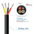 thumbnail image 3 of wqlpp-20 Gauge 4 Conductor Electrical Wire, 33FT 20AWG Black PVC Stranded Tinned Copper 4 Wire Cable, 20/4 Cord Extension Cable for LED Lamp Lighting, Automotive, Speaker, Audio, Power etc., 3 of 4