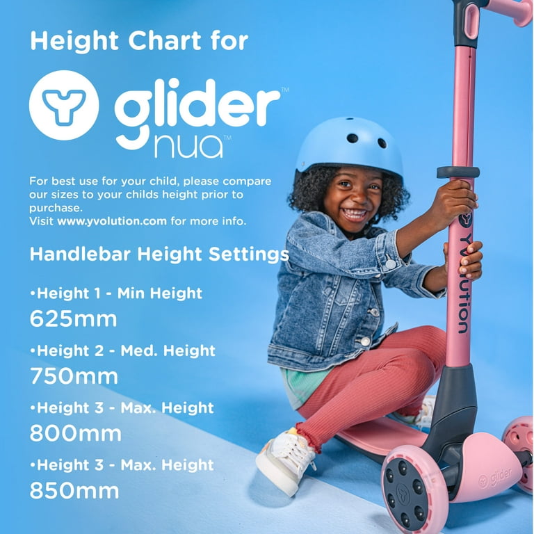 Yvolution Glider Nua Pink 3-Wheel Kids Scooter Light-up