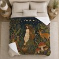 thumbnail image 5 of Enchanted Forest Forager in Moonlit Scene for Fantasy and Nature Enthusiasts, Housewarming Gift, Soft and Cozy Flannel Blanket for Home Decor, Bedroom or Living Room Accent, 5 of 9