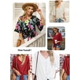 thumbnail image 4 of Anygrew Womens Tops Summer Blouses V Neck Batwing Sleeve Tops Tie Knot Chiffon Button Down Casual Blouse, 4 of 6