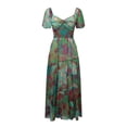 thumbnail image 4 of Womens Floral Summer Dress Casual Wrap V Neck Short Sleeve Belted Beach Bohemian Maxi Dress, 4 of 7