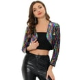 thumbnail image 1 of INSPIRE CHIC Veste à Sequins pour Femmes Manches Longues Cardigan Court Ouvert Boléro Multi Couleur TP, 1 of 6