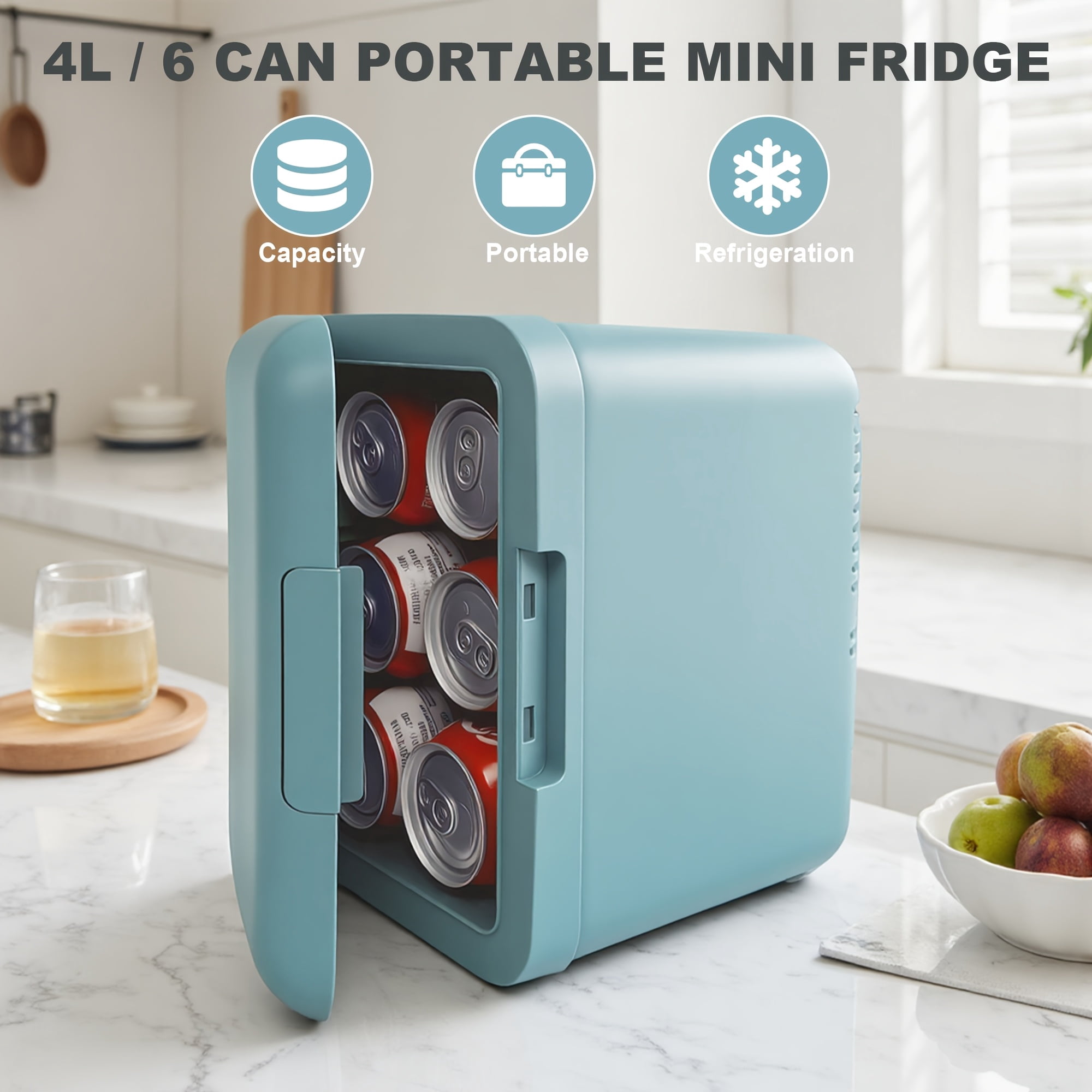 Mini Refrigerator Portable Thermoelectric 4-liter Cooler and Heater, Suitable for Skin Care and Beauty. Refrigerator for Home/personal, Room/office/car, Christmas Gift, Gift