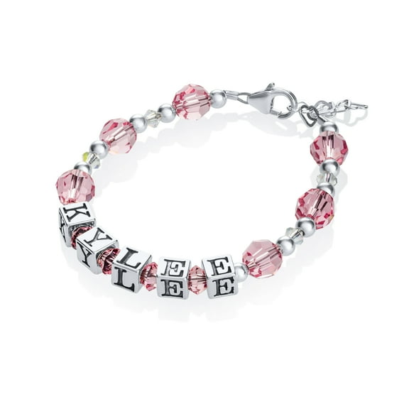 Personalized Name Baby Bracelet Sterling Silver and European Crystals: Newborn Infant Baby Toddler Girl (BPN)