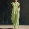 thumbnail image 7 of VBVC 2 Piece Wide Leg Pants Set Women Loose Fit V Neck Top Casual Summer Outfit,Green,S-2XL, 7 of 7