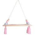 thumbnail image 1 of SHAR Handmade Wooden Shelf Hanging Rope Floating Shelf Home Office Flower Pot Holder Purple Bead Save Space, 1 of 4