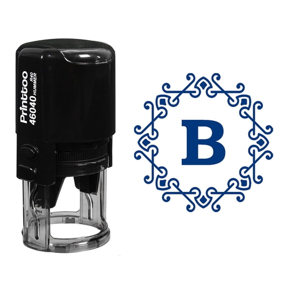 Printtoo B Alphabet Monogram Octagon Celtic Swirl Frame R-40 Self Inking Rubber Stamp Office Stationary-Blue