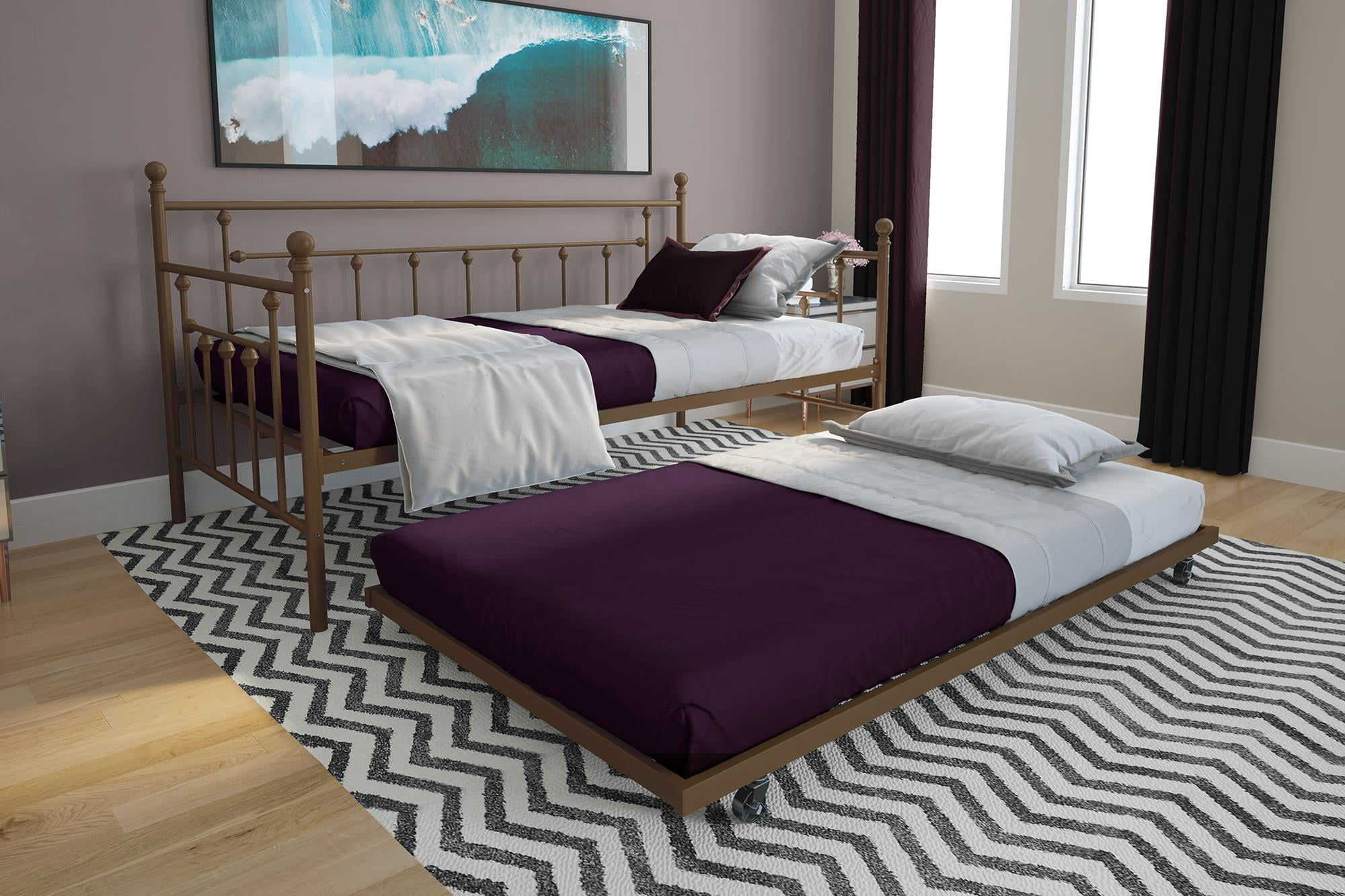DHP Manila Metal Daybed and Trundle, Twin/Twin Size, Gold