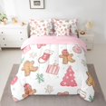 thumbnail image 2 of Manfei Merry Xmas 7 Pieces Bedding Comforter Set,Kawaii Gingerbread Man Full Bedding Set,White Green Snowflake Fitted Sheet Flat Sheet For Girls,Luxury Bedroom Decor Reversible, 2 of 8