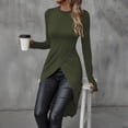 thumbnail image 4 of Ltctricy Long Sleeve Tops for Women Slim Fashion Spring Crewneck Long Shirts Slit Hem Basic Tunic Blouses, 4 of 7