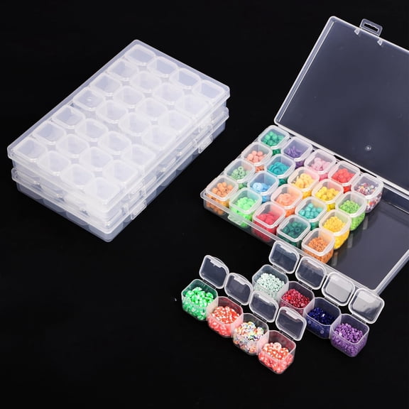 GASTROPOD Diamond Art Painting Bead Storage 3 Pack 28 Grids Diamond Art Accessories Boxes Plastic Organizer, Bead Organizer