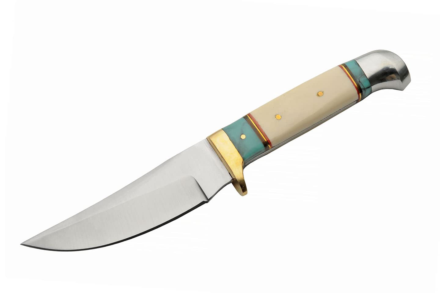 SZCO Supplies 8" Bone and Resin Handle Outdoor Fixed Blade Utility Knife with Leather Sheath