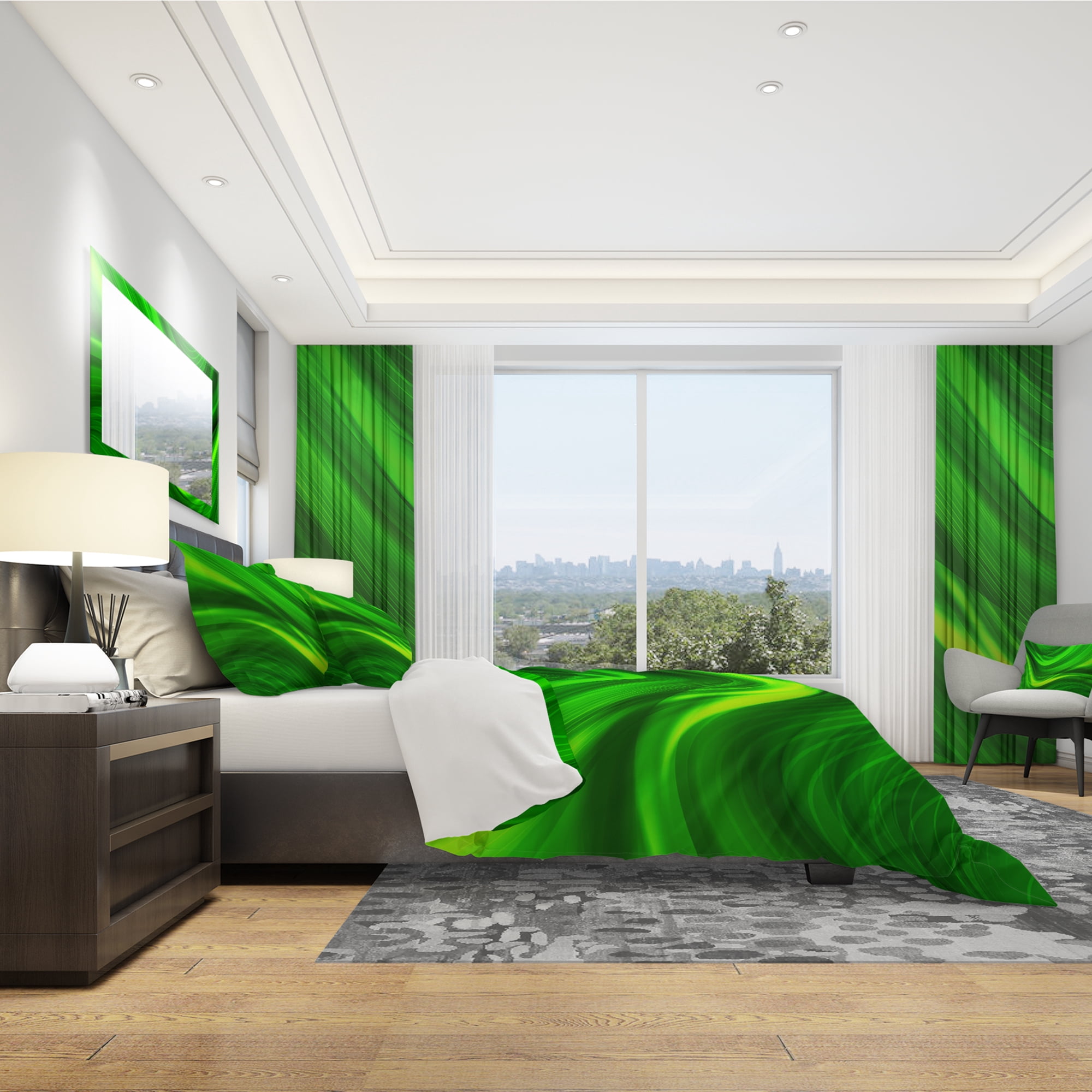 Designart 'Green Laser' Modern & Contemporary Duvet Cover Set