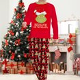 thumbnail image 1 of Vestido Rojo Para Padres E Hijos Conjunto de pijama familiar de 2 piezas con cuello redondo y estampado de dibujos animados estilo navideño traje diario Kuymtek Papá Rojo 4Xl para Hombre, 1 of 6