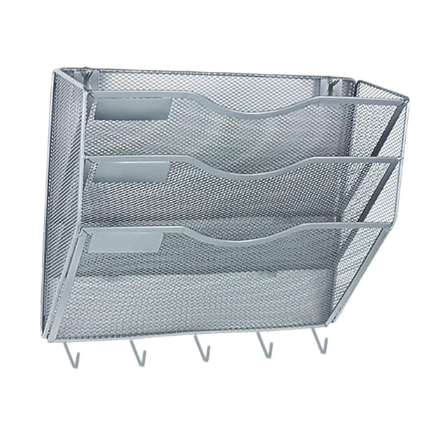 HILABEE Wall Mount File Document Organizer, File Holder for Sorting Literature Catalogs, Mesh Metal Space Saving Magazines Letter Rack