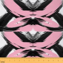 Homewish Modern Abstract Stripes Fabric by the Yard 1 Yard,Oil Painting Home Decor Fabric by the Yard,Lightpink Black Sewing Fabric For Girls,Breathable Home Decor