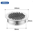 thumbnail image 2 of 2 Pcs Stainless Steel Air Vents, Boriyuan Louvered Grille Cover Vent Hood Flat Ducting Ventilation Air Vent Wall Air Outlet with Fly Screen Mesh for House (100 mm), 2 of 9