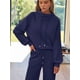 thumbnail image 5 of Conjuntos Deportivos de Dos Piezas para Mujer, Ideales para Otoño. Incluyen Sudadera con Cordón Ajustable y Pantalón Deportivo de Pierna . Azul Marino XL, 5 of 9
