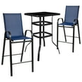 thumbnail image 2 of BizChair Outdoor Dining Set - 2-Person Bistro Set - Outdoor Glass Bar Table with Navy All-Weather Patio Stools, 2 of 12