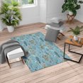 thumbnail image 1 of Floral Turkish Area Rug, Vintage Garden Plants Herbs Flowers Botanical Classic Design Illustration, Soft Carpet for Living Room Decor with Distressed Look, 2.6' x 5', Sea Blue, by Ambesonne, 1 of 4