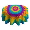 thumbnail image 4 of Colorful Tie Dye Star Pattern Round Tablecloth 60"x60",Wrinkle Wipeable Table Cloth for Kitchen Dining Room Picnic Patio Party, 4 of 6