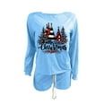 thumbnail image 3 of Wensltd Christmas Pajamas Set for Women Short Sleeve Top and Shorts Holiday Cozy Family Matching Sleepwear Black, 3 of 3