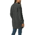 thumbnail image 3 of INSPIRE CHIC Women's Fall Winter Long Sleeve Cable Knit Open Front Sweater Cardigan with Pockets L Dark Grey, 3 of 6