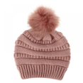 thumbnail image 4 of ZOELNIC Womens Winter Knitted Beanie Hat with Faux Fur Pom Warm Knit Skull Cap Beanie for Women, Pink, 4 of 6