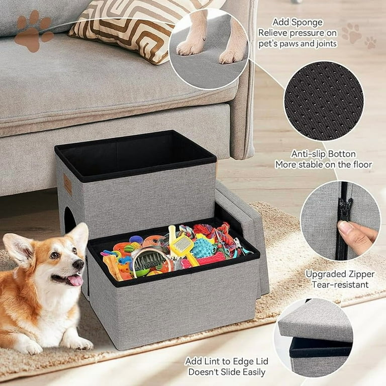 Giantex 4-Step Folding Dog Stairs With Storage - 23" H, Non-Slip, For Small/Medium Dogs Up To 110 Lbs