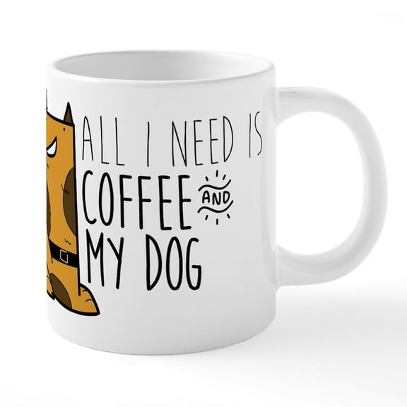 CafePress - All I Need Is Coffee And My Dog Mugs - 20 Oz White Ceramic Mega Mug