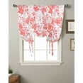 thumbnail image 2 of Red Pink Flowers Tie Up Curtains for Kitchen Bathroom Bedroom Windows 63 Inch Length, Watercolor Summer Botanical Floral Balloon Drape Curtains Shade Rod Pocket Drapery Curtain Panel, 46"x63", 2 of 7