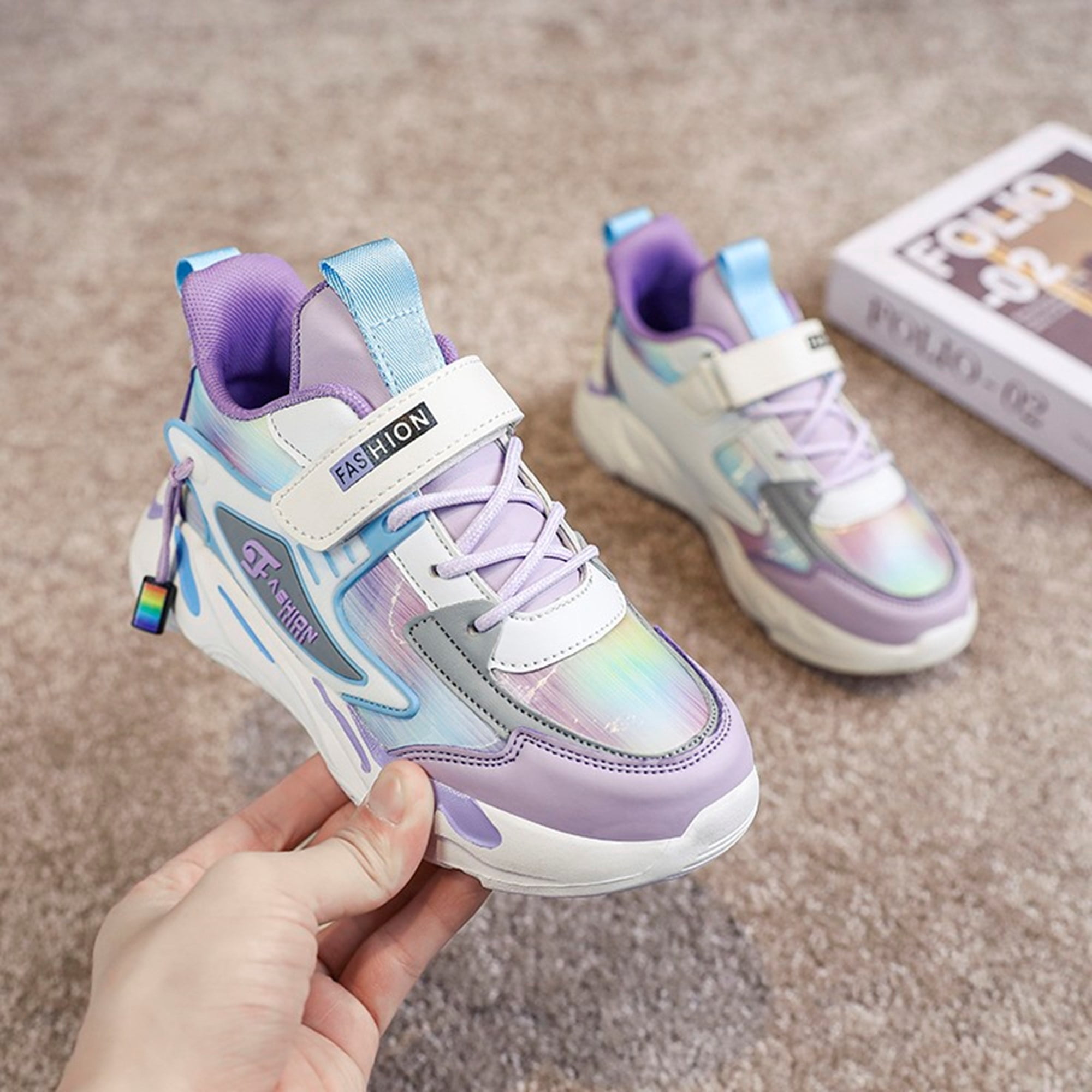 Kids Shoes Boys Girls Sneakers, Comfortable Running Tennis Athletic Shoes for Big Kid Purple