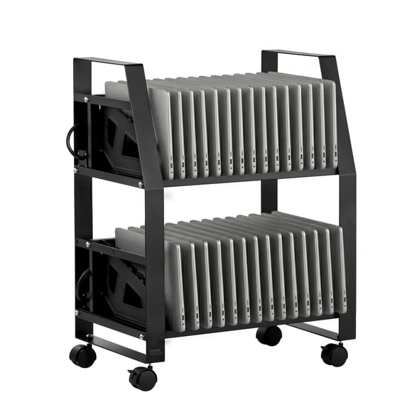 VEVOR Laptop Charging Cart, 32 Devices Mobile Open Charging Station with Wheels, for Tablet and Laptop Up to 15.6 in Screen Size