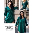 thumbnail image 3 of Ekouaer Women Satin Nightgowns Button Down Sleep Shirt 3/4 Sleeve Silk Nightshirts V Neck Nightwear, 3 of 7