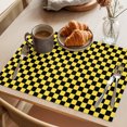 thumbnail image 3 of Yellow Black Plaid Placemats Set of 6 Farmhouse Rustic Abstract Checkered Place Mats Indoor Wipeable Table Mats Washable Cloth Dining Table Placemats for Kitchen Holiday Party Home Decor 13x19 Inch, 3 of 9