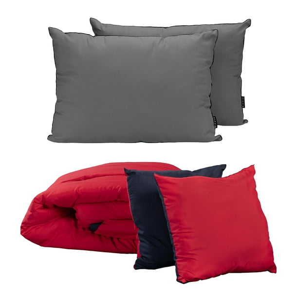 Edredón Matrimonial/Queen Size Couzy Rojo-Azul + Almohadas 2Pack